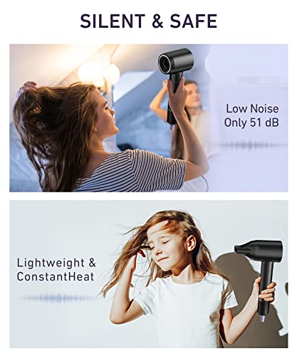 Hair Dryer - 150000 RPM High-Speed Brushless Motor Negative Ionic Blow Dryer for Fast Drying, Low Noise Thermo-Control Hair Dryer with Diffuser and Nozzle, Perfect for Gifts