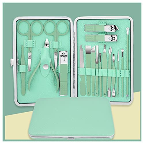 Nail Clipper Set Pedicure Professional Nail Clippers Stainless Steel Nail Clippers Beauty Manicure Travel 18 Pieces Green Foot, Hand & Nail Care