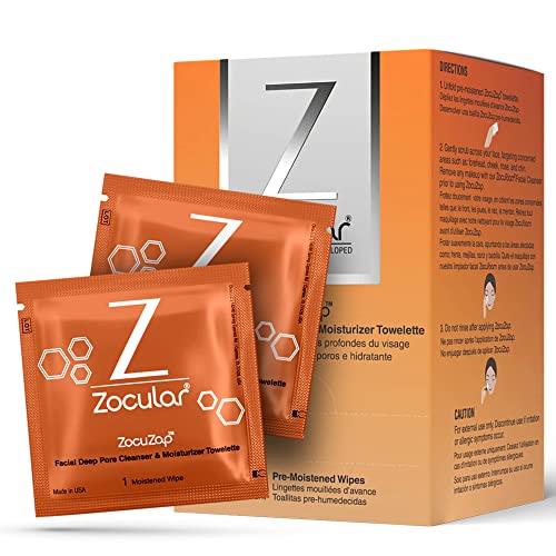 Zocular ZocuZap Facial Wipes - Moisturizing Acne Wipes for Women and Men - For Breakouts, Sensitive Skin and Oily Skin - 15 Ct