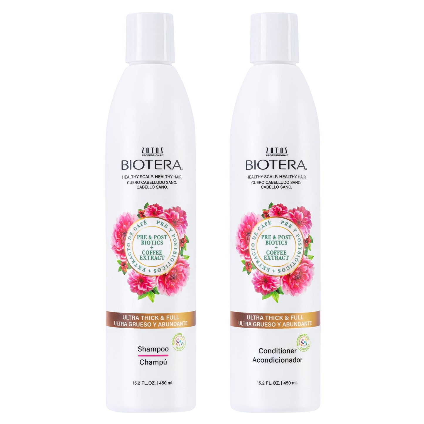 BIOTERA Ultra Thick & Full Volumizing Shampoo and Conditioner Set | Increases Volume to Fine, Limp Hair | Microbiome Friendly | Vegan & Cruelty Free | Paraben Free | Color-Safe | 15.2 Fl Oz